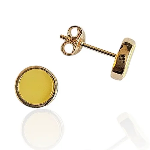 Kolczyki srebrne pozłacane z żółtym bursztynem subtelne kółeczka