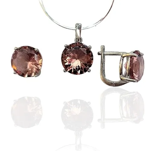 Komplet biżuteria srebrna z  okrągłym sultanitem