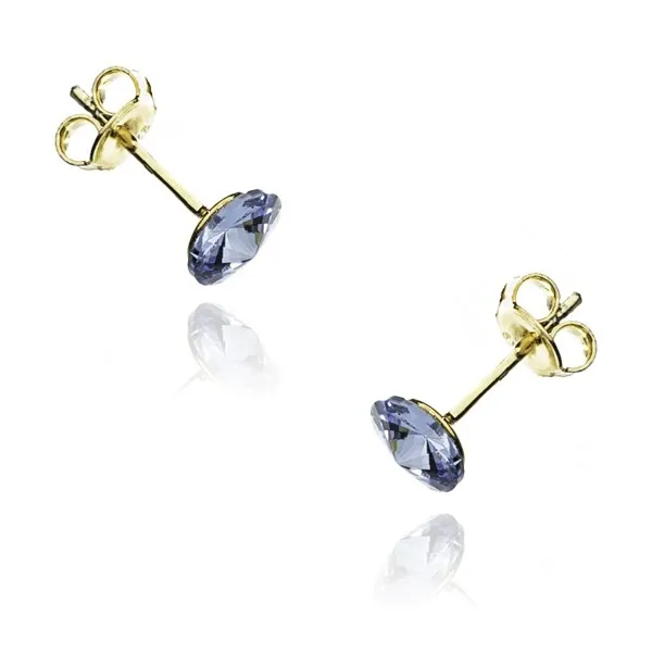 Kolczyki srebrne pozłacane z niebieską cyrkonią  - piękny szlif