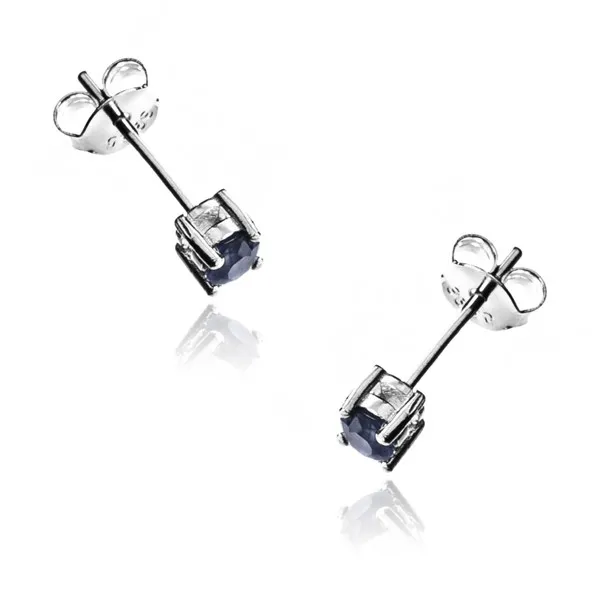 Kolczyki srebrne z szafirem sztyfty 4mm