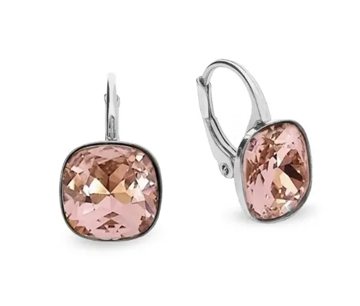 Kolczyki srebrne kryształybarete w kolorze vintage rose.