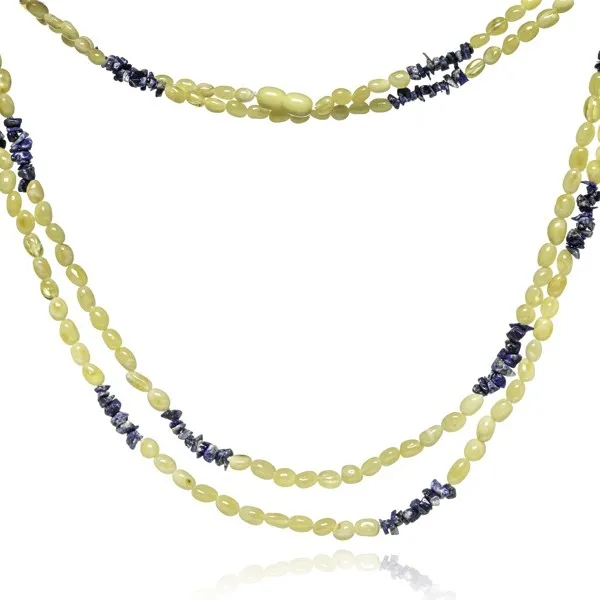 Naszyjnik z korali bursztynowych oraz lapis lazuli