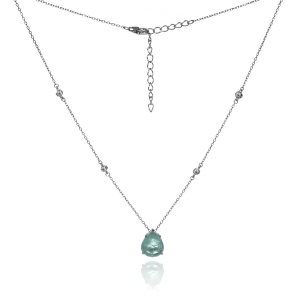 Naszyjnik srebrny z zielonym turmalinem - wyjątkowy