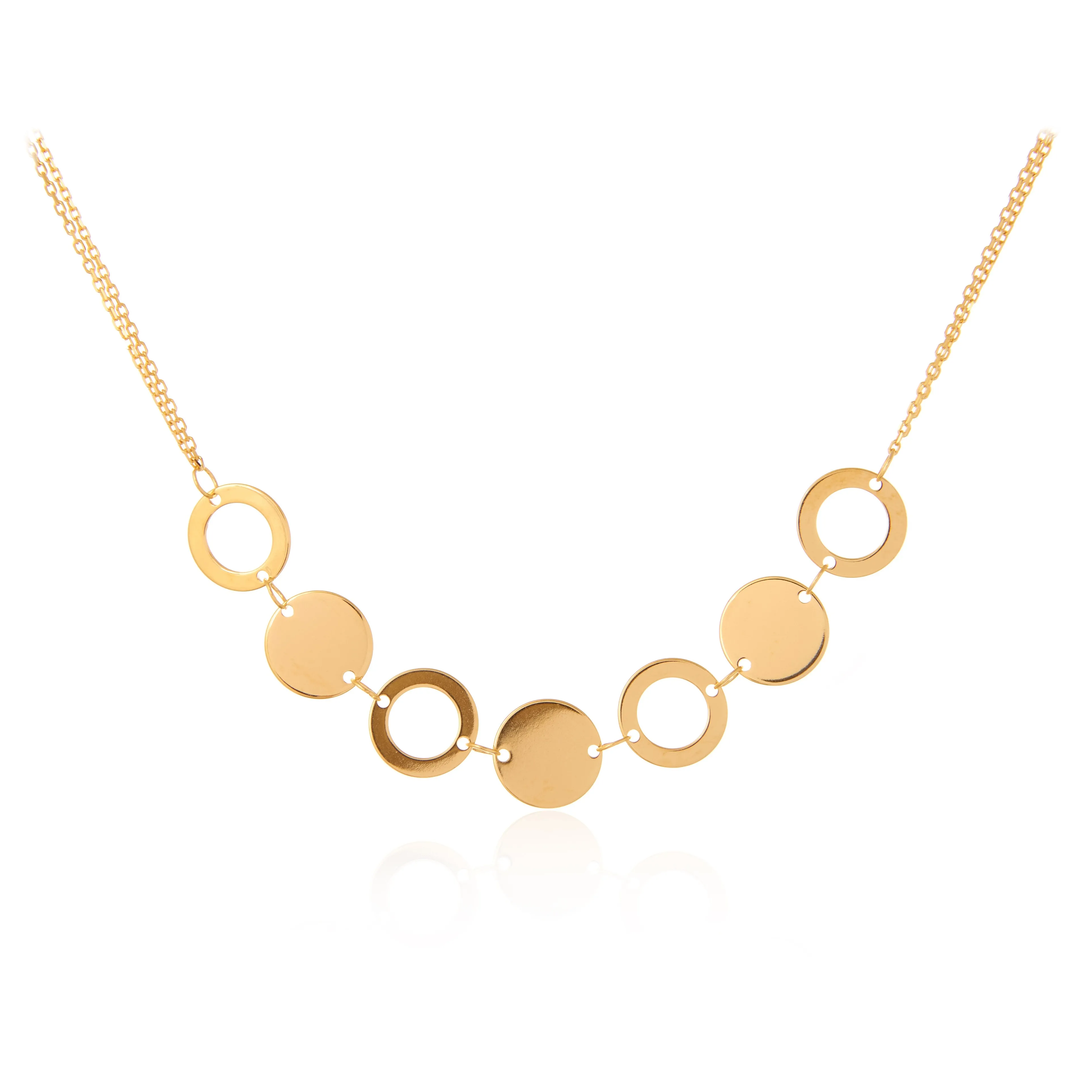 Naszyjnik srebrny  pozłacany oryginalny z kółeczkami