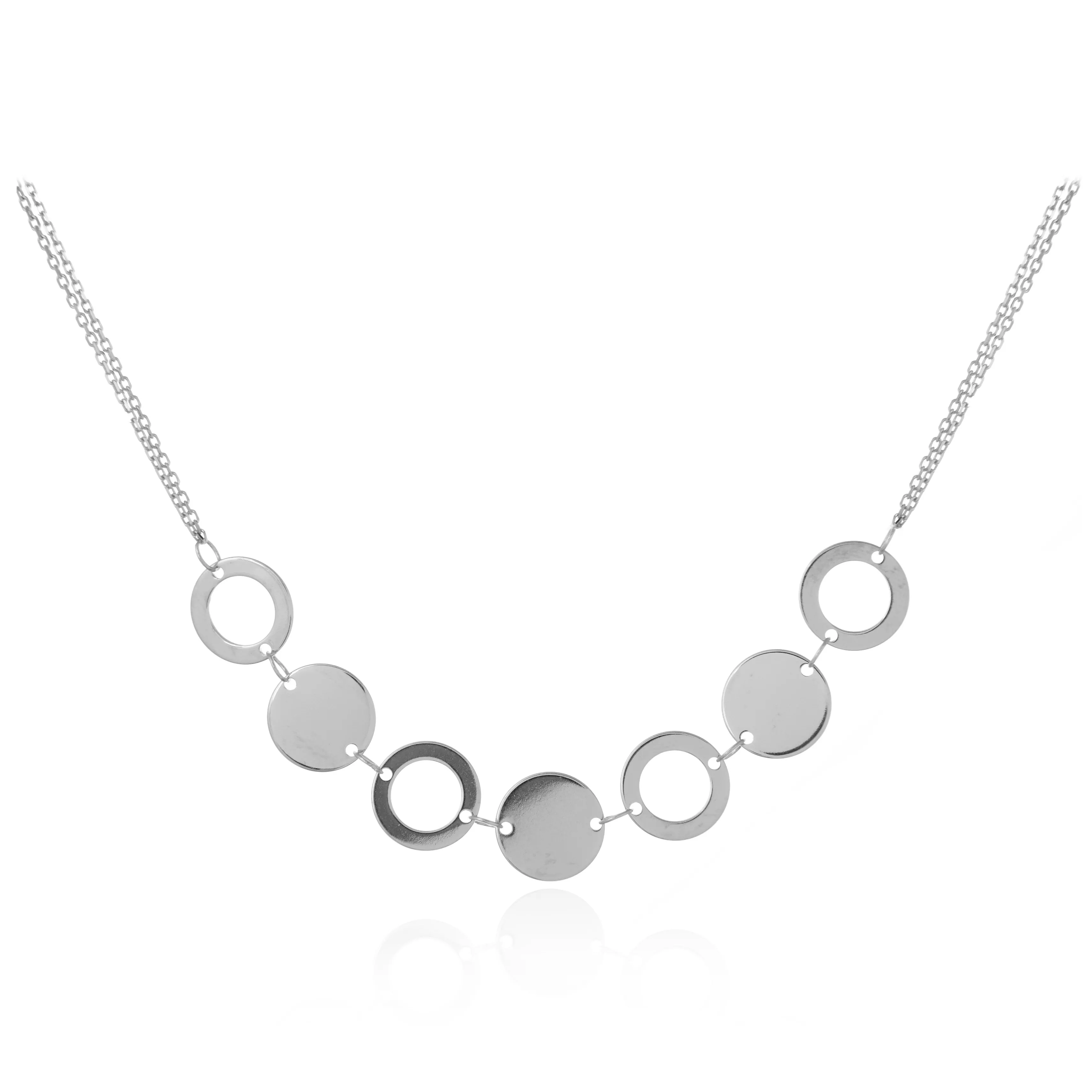 Naszyjnik srebrny rodowany oryginalny z kółeczkami