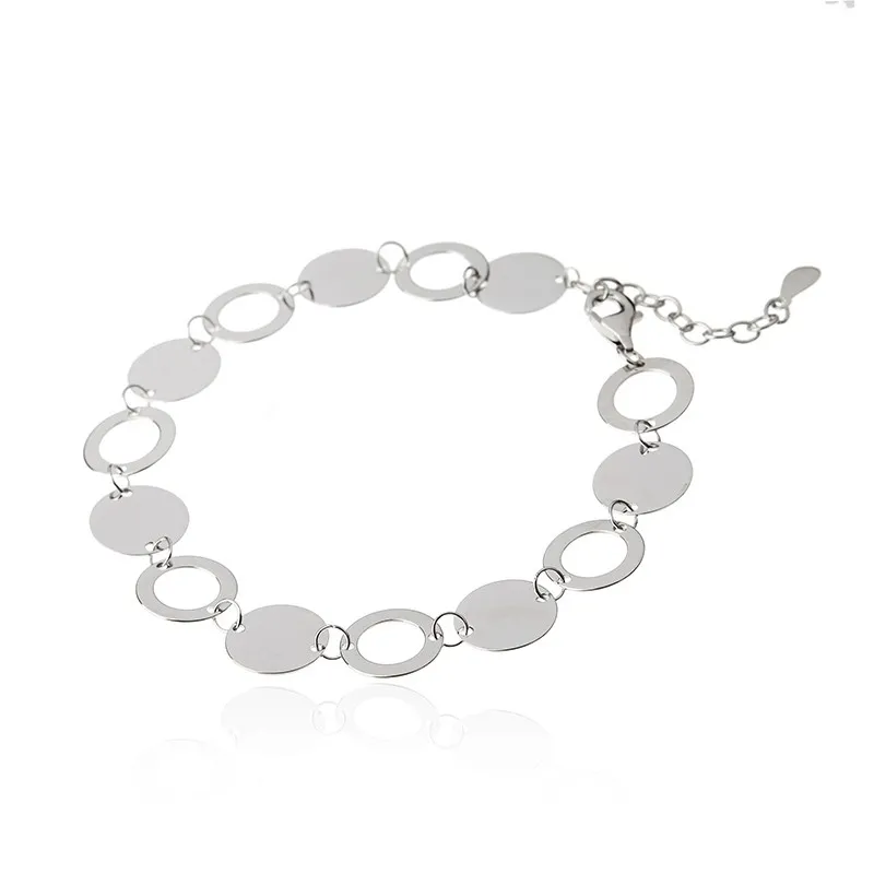 Bransoletka srebrna rodowana oryginalna z kółeczkami