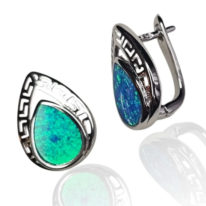 Kolczyki srebrne z niebieskim opalem  - giulia