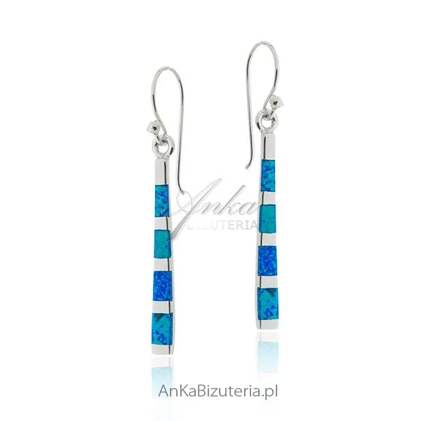 Kolczyki srebrne z niebieskim opalem  - śliczne