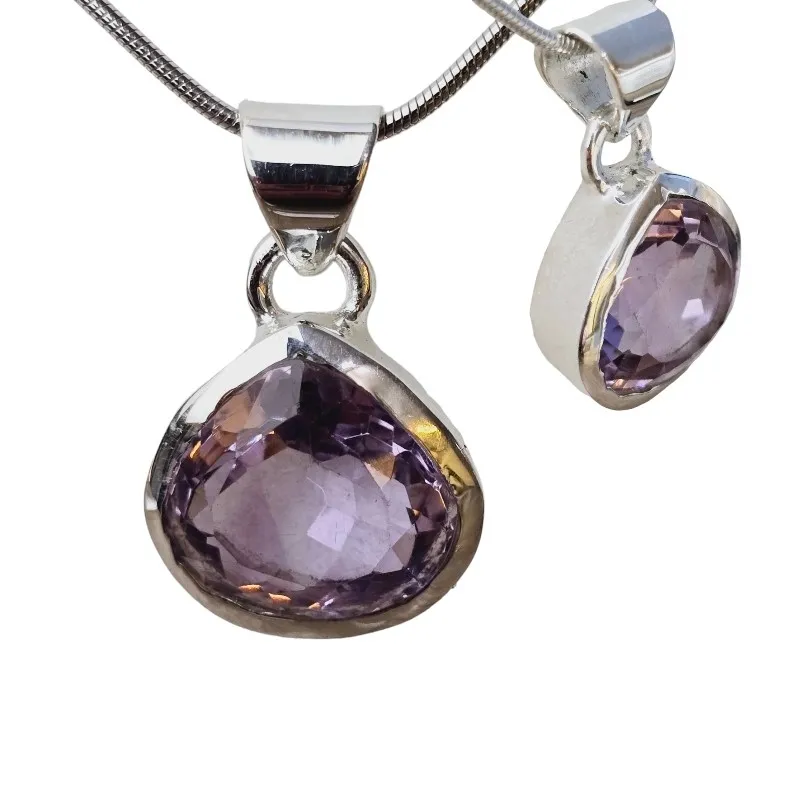 Zawieszka srebrna z ametystem  - śliczna fasetowana