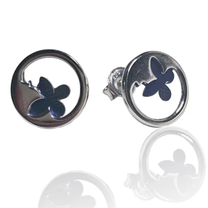 Kolczyki srebrne z tytanem motylki