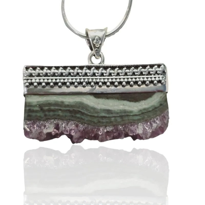 Piękna biżuteria artystyczna zawieszka z ametystową druzą unikat