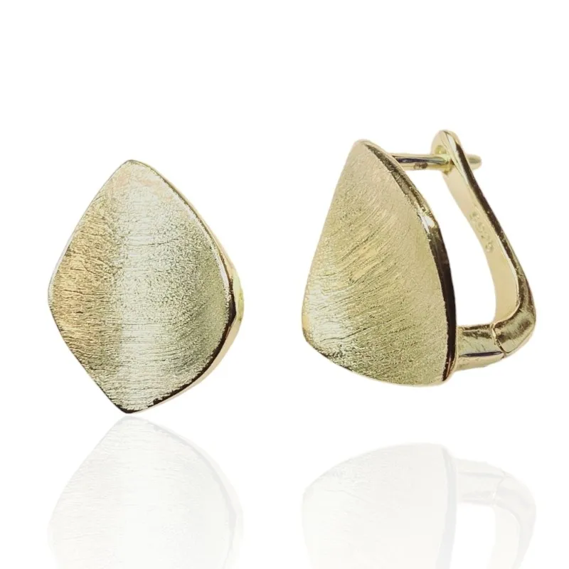 Kolczyki srebrne pozłacane satynowane - cudne