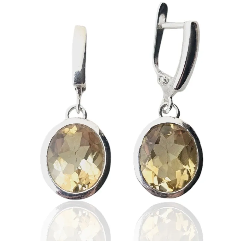 Kolczyki srebrne z cytrynem klasyka