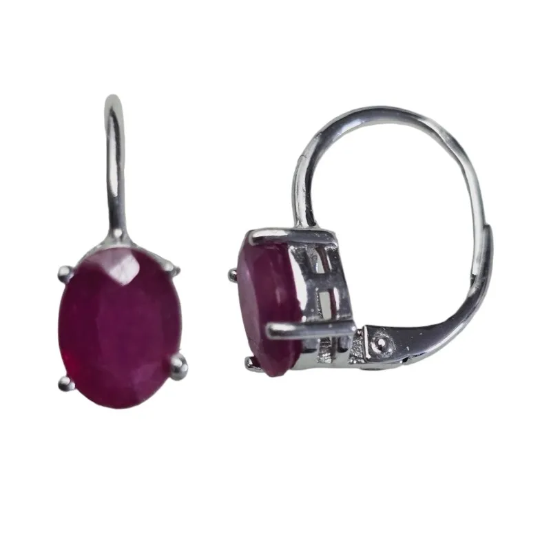 Srebrne kolczyki z prawdziwym naturalnym rubinem