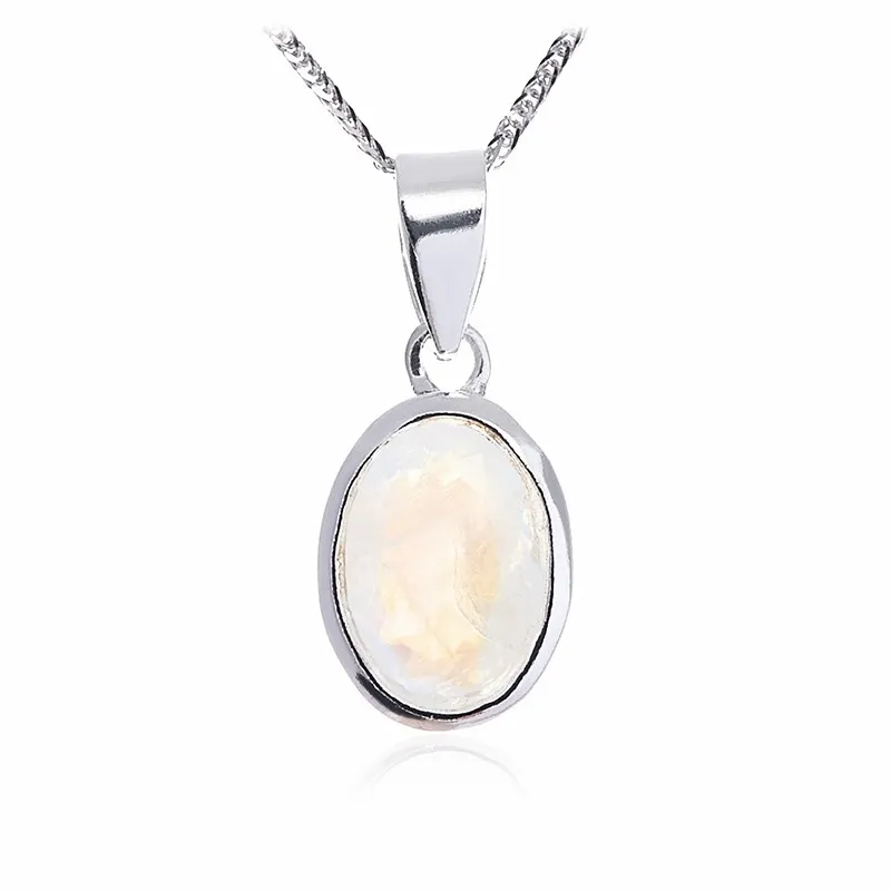 Zawieszka srebrna z kamieniem księżycowym owalna fasetowana