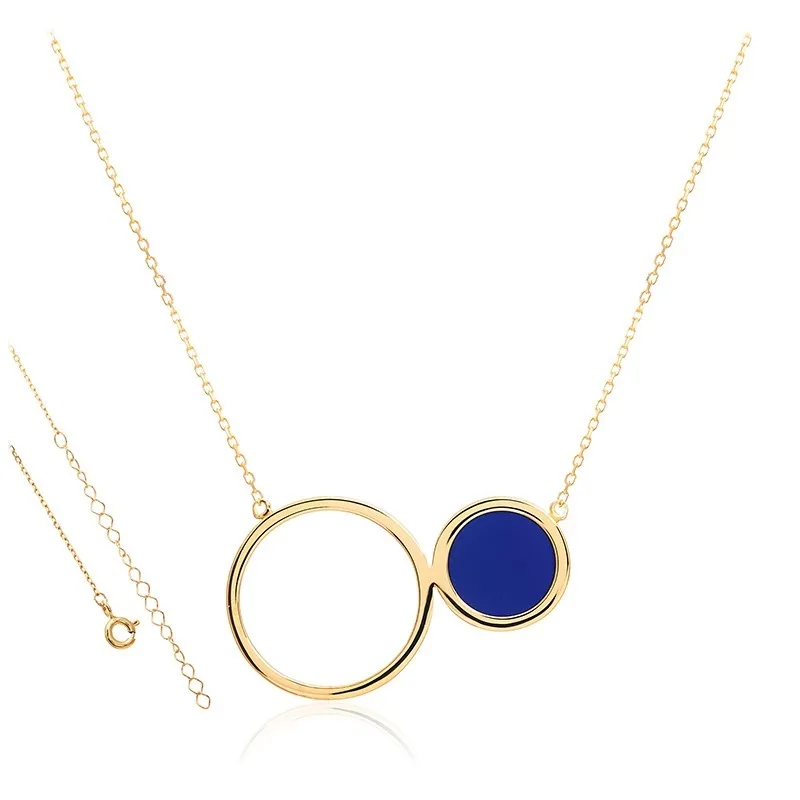 Naszyjnik srebrny  pozłacany z tytanem dwa kółka