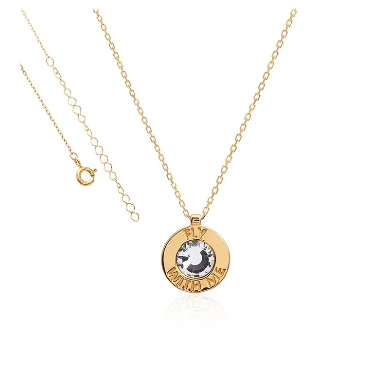 Naszyjnik srebrny pozłacany  z cyrkonią fly witch me