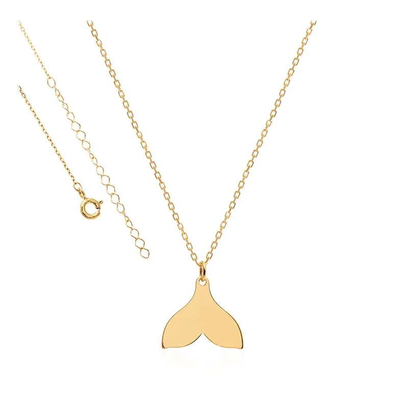 Naszyjnik srebrny pozłacany płetwa wieloryba