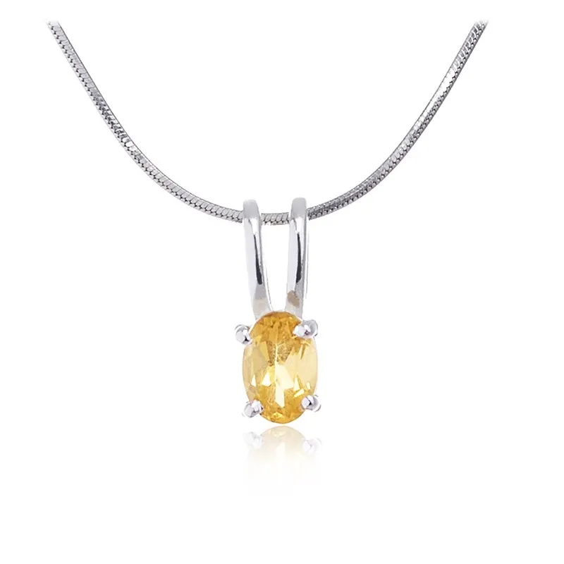 Srebrna zawieszka z naturalnym cytrynem - owalna