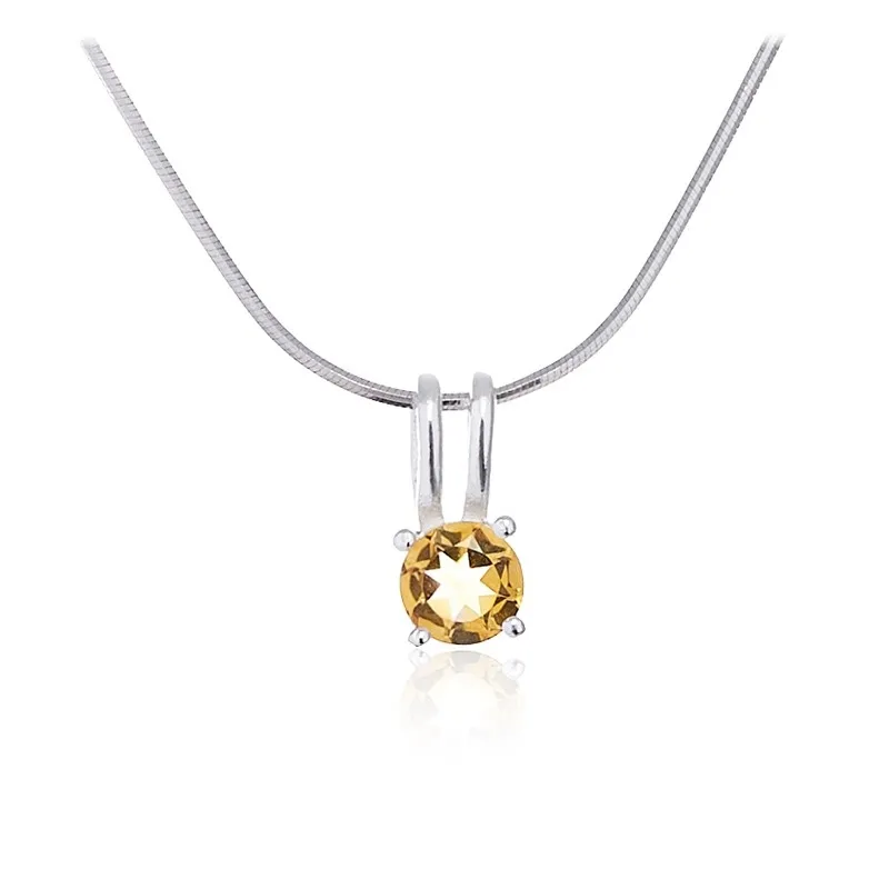 Srebrna zawieszka z naturalnym cytrynem - okrągła