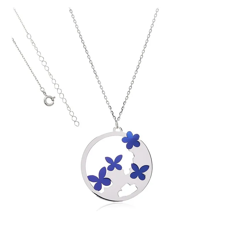 Naszyjnik srebrny z tytanem motylki