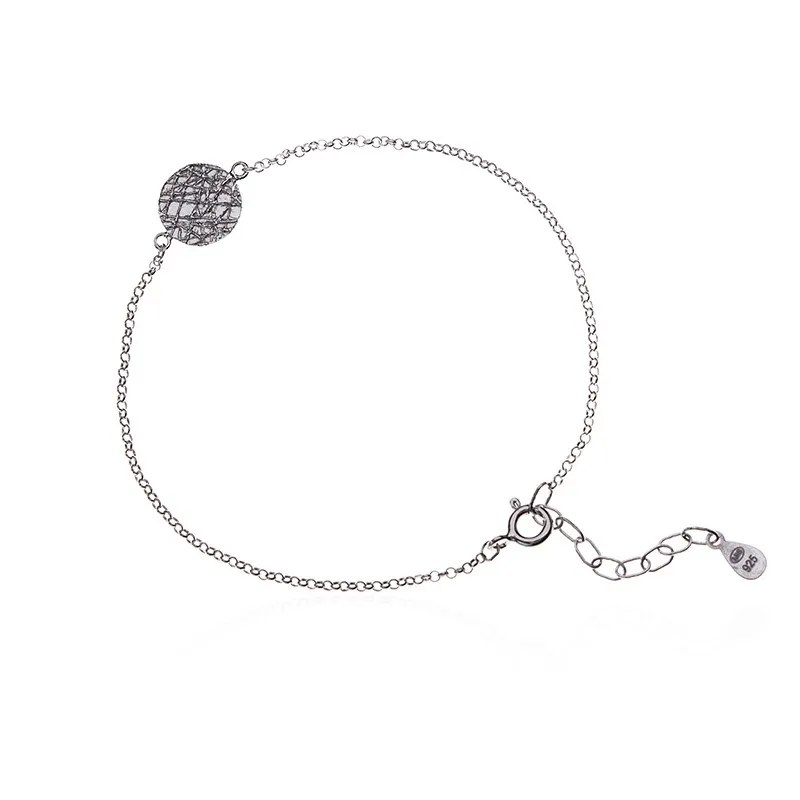 Bransoletka srebrna karbowane kółeczko