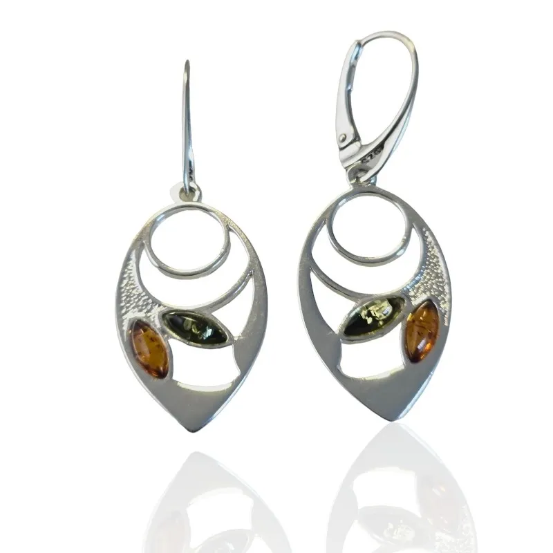 Kolczyki srebrne z bursztynem luice