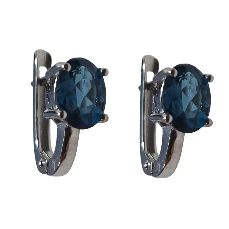 Kolczyki srebrne  z pięknym london blue topaz