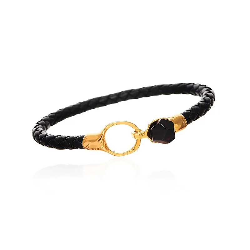 Bransoletka srebrna pozłacana  z bursztynem