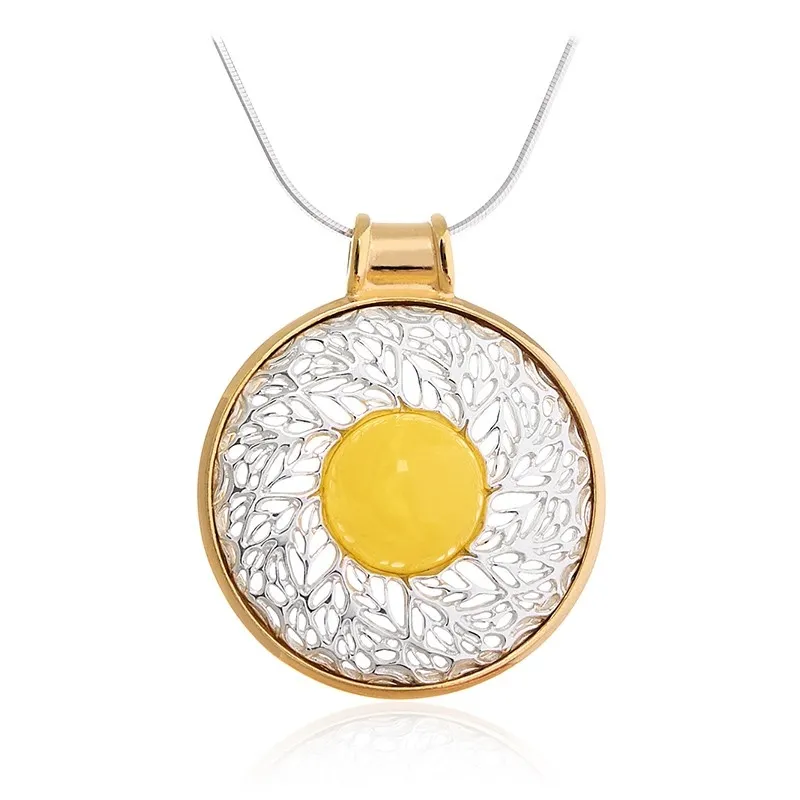 Zawieszka srebrna pozłacana z żółtym bursztynem