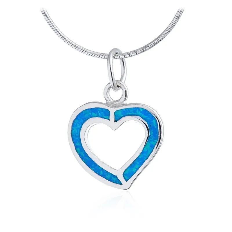 Zawieszka srebrna serduszko z niebieskim opalem