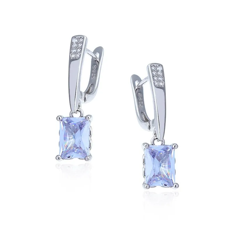 Kolczyki srebrne z piekną akwamarynową cyrkonią - piękny szlif