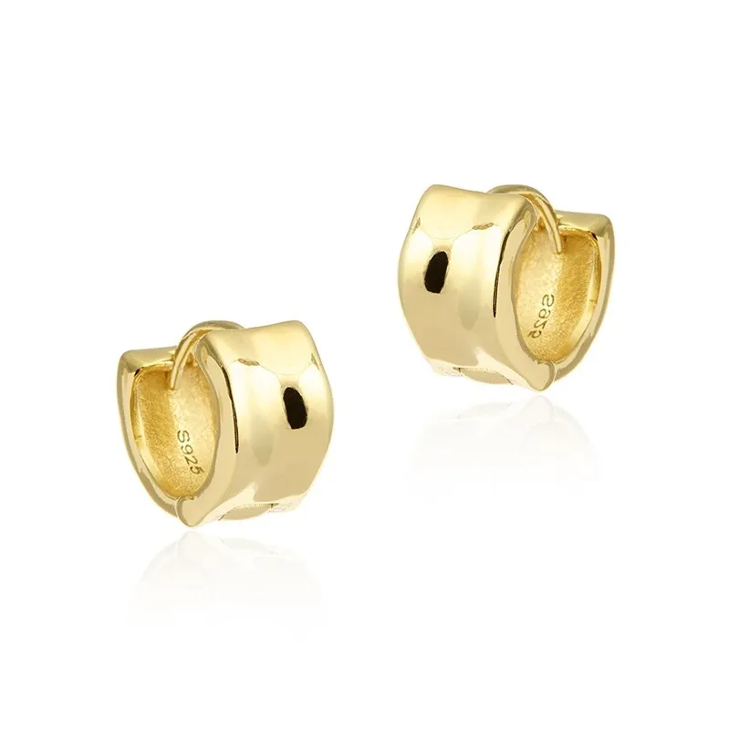 Kolczyki srebrne pozłacane  kółka z wgłębieniem