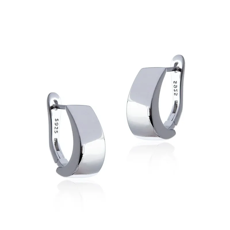 Kolczyki srebrne proste szerokie gładkie owalne kółka