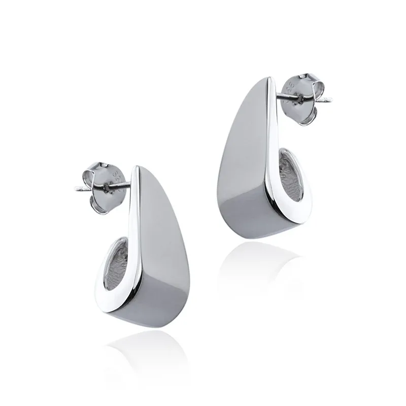 Kolczyki srebrne proste podwinięte łezki