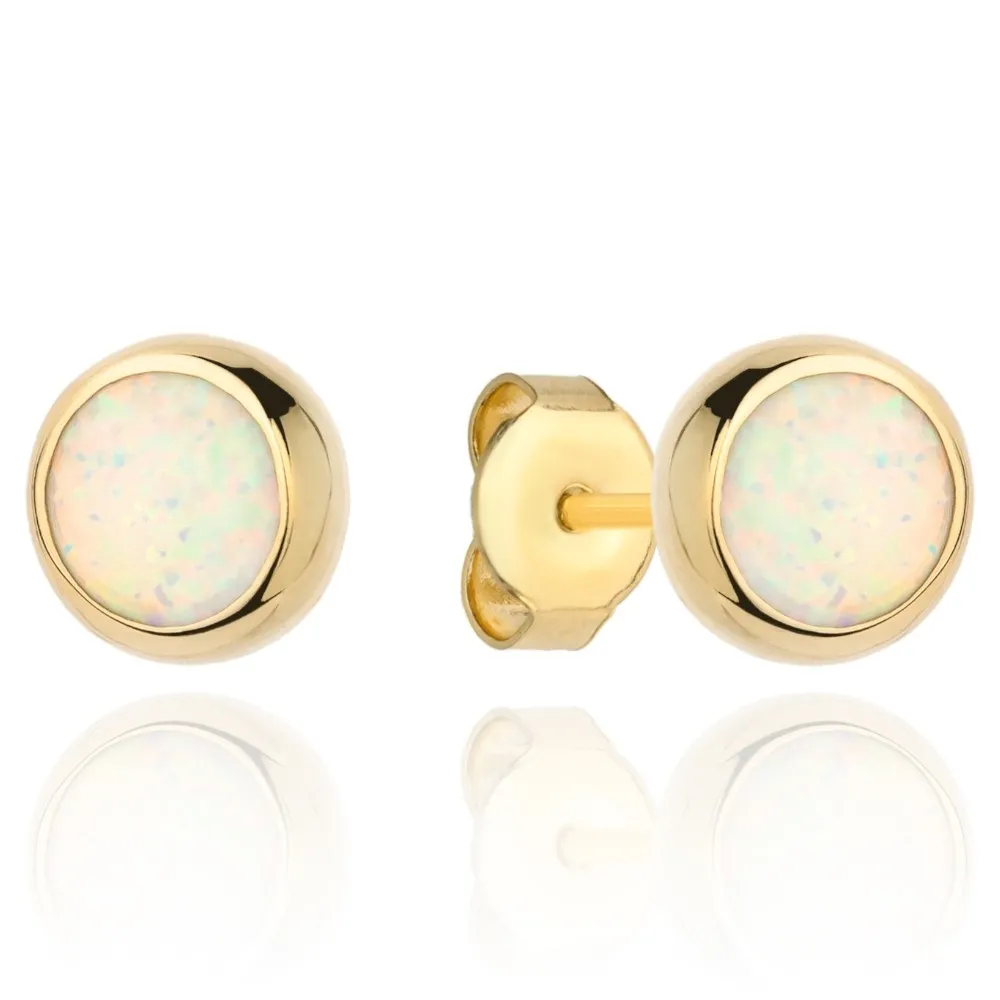 Kolczyki złote próba 585 z białym opalem