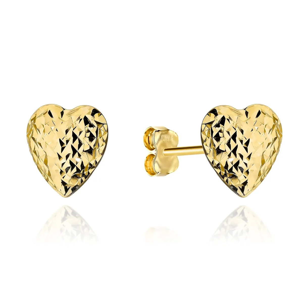 Kolczyki złote próba 585 diamentowane serduszka