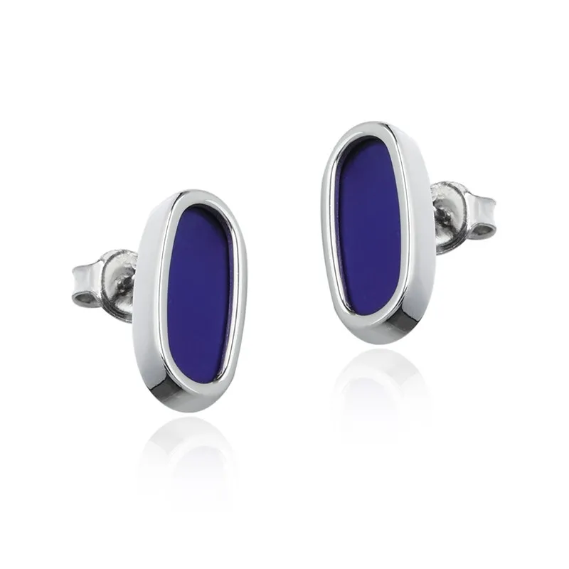 Kolczyki srebrne  z tytanem owalne