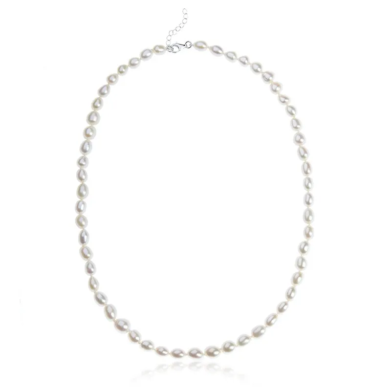 Naszyjnik srebrny z naturalnymi perłami  50 cm