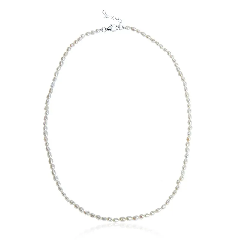 Naszyjnik srebrny z naturalnymi perłami 45 cm