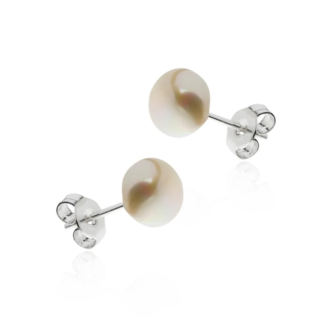 Kolczyki srebrne perełki  ecry sztyfty