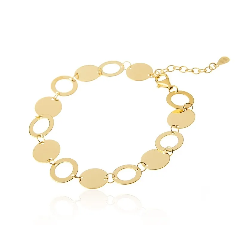 Bransoletka srebrna pozłacana oryginalna z kółeczkami