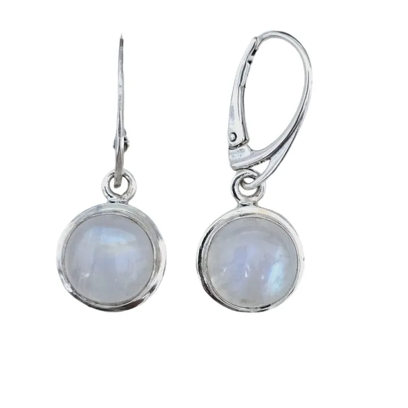 Kolczyki srebrne z  kamieniem księżycowym  na angielskim zapięciu