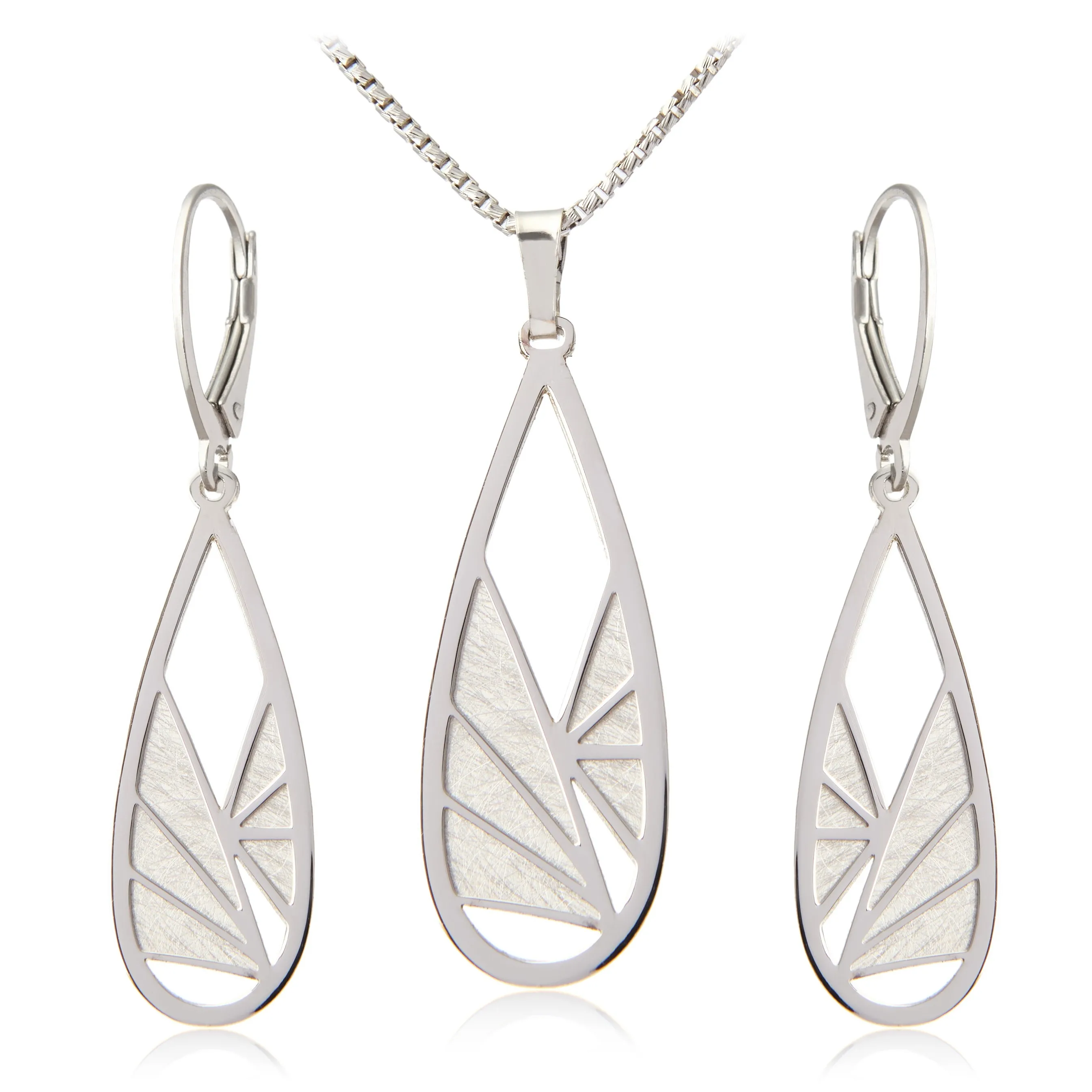 Komplet biżuteria srebrna rodowana i satynowana emma