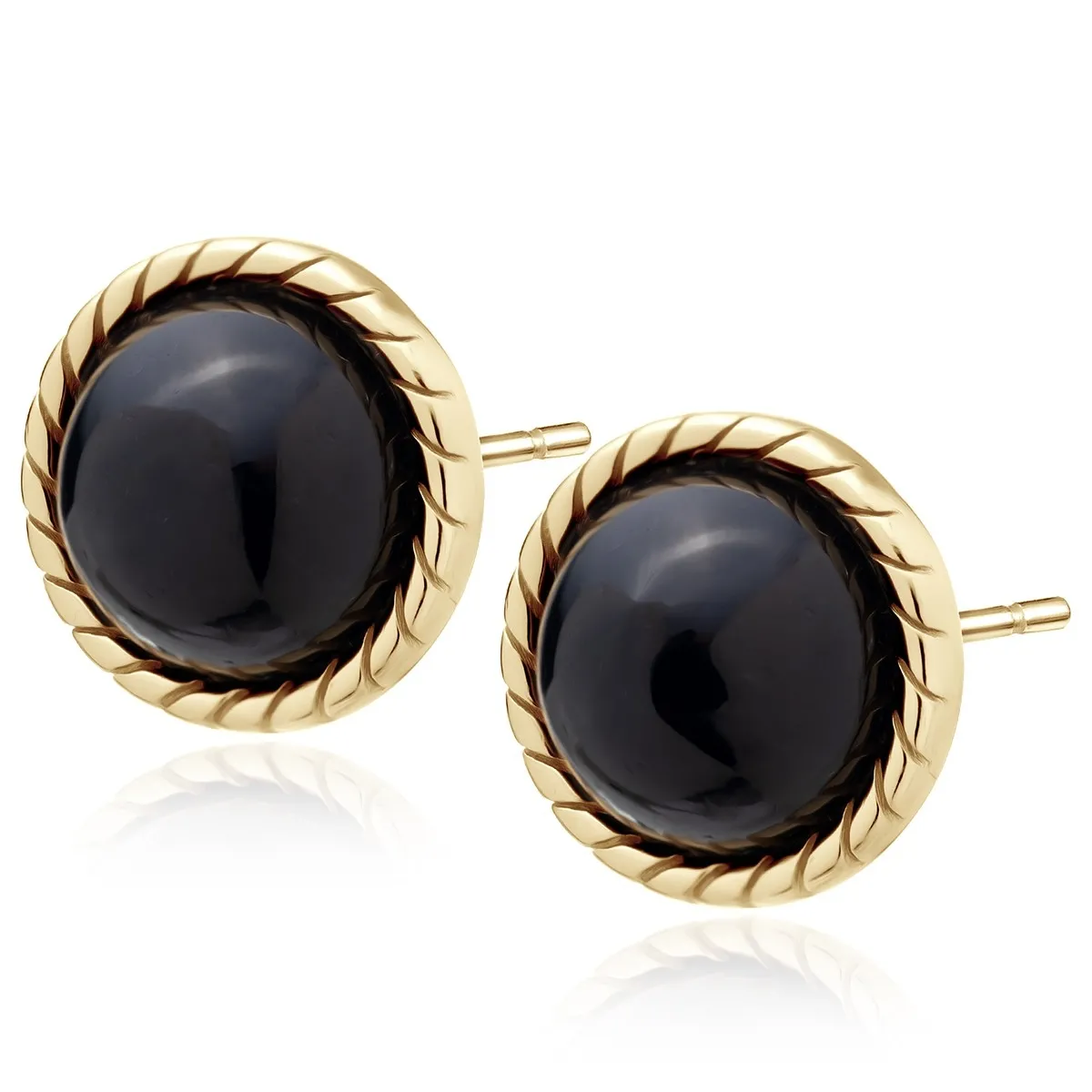 Srebrne  pozłacane kolczyki pr.925  z czarnym onyksem