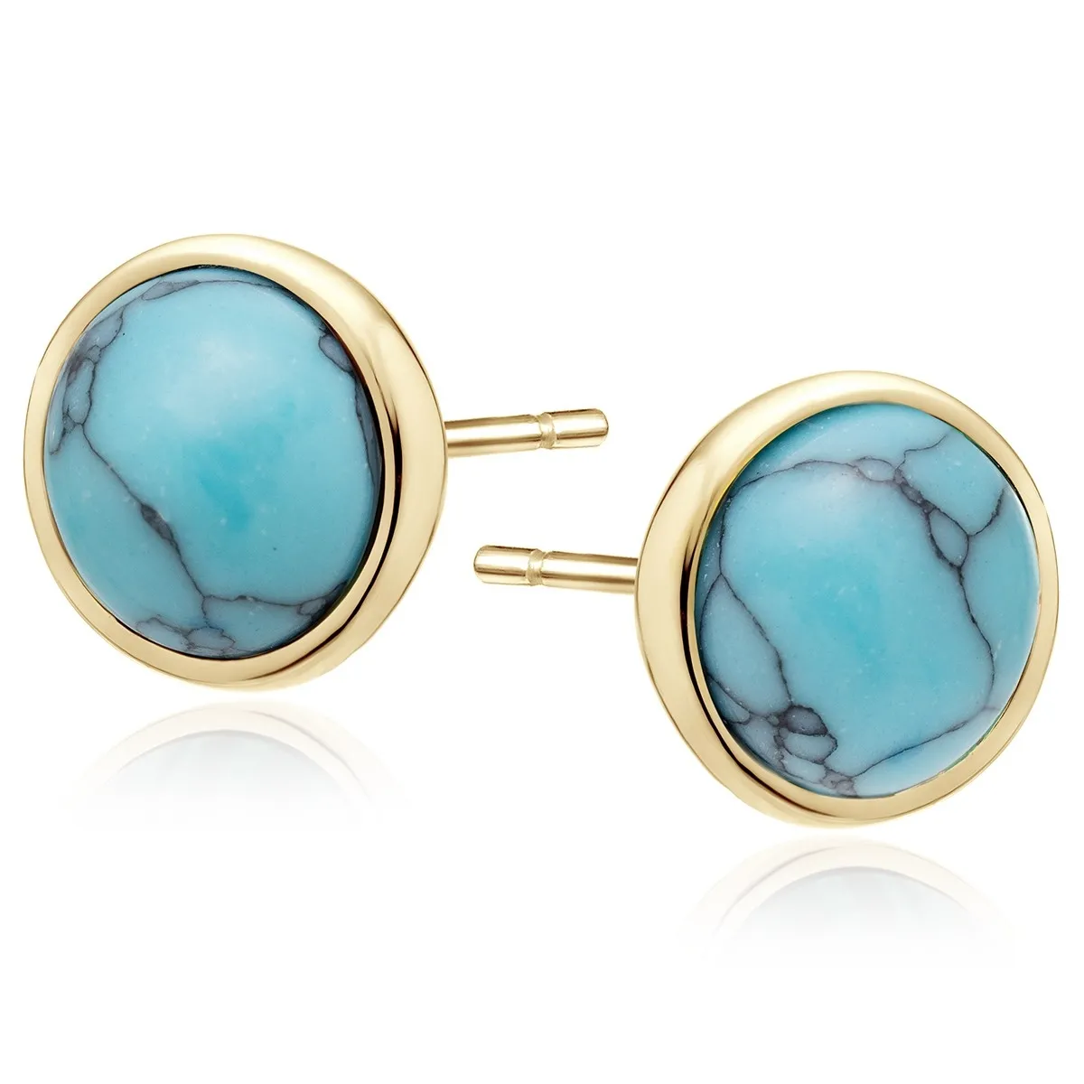 Kolczyki srebrne pr. 925  pozłacane z turkusem