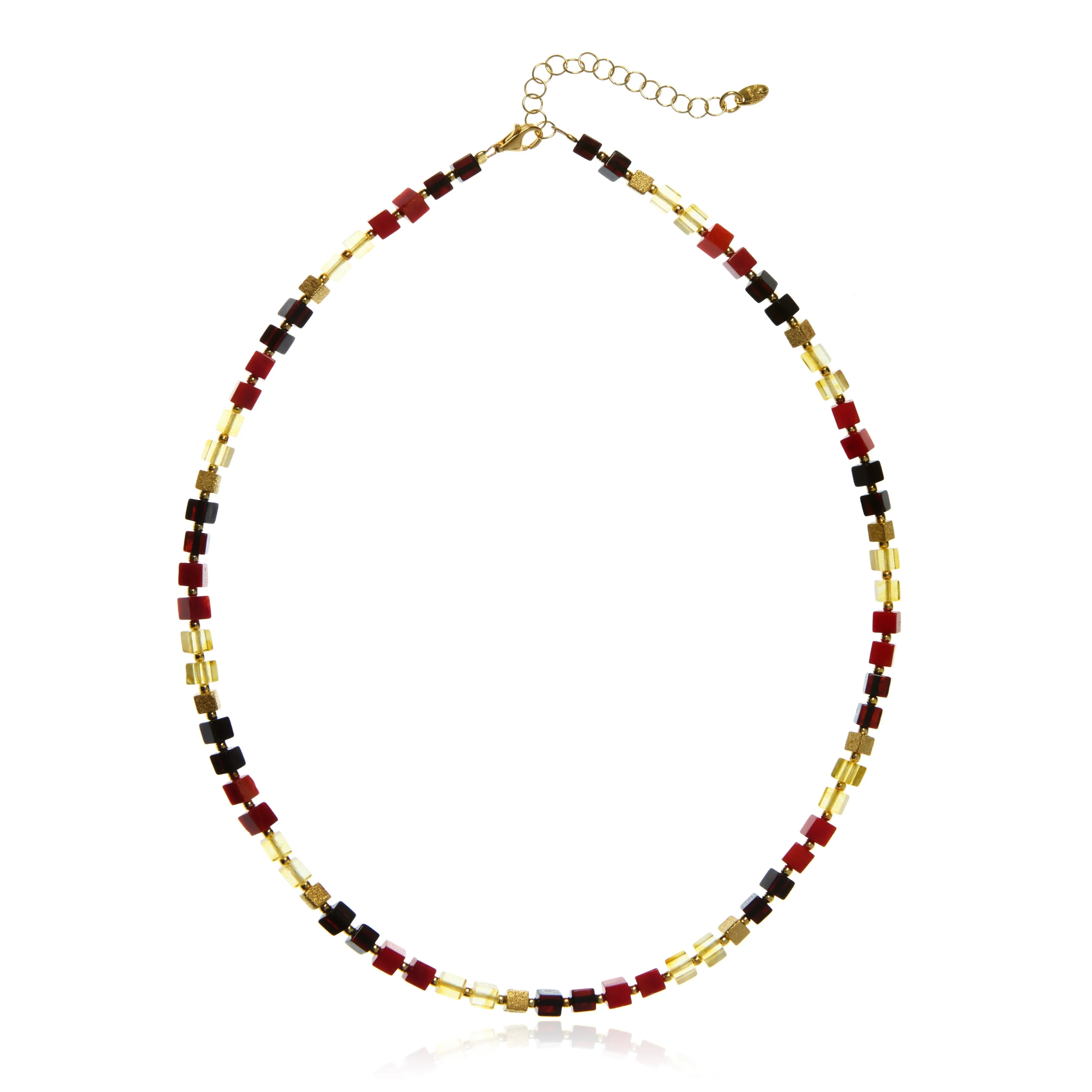 Naszyjnik srebrny  pozłacany kostka z bursztynem  i koralem