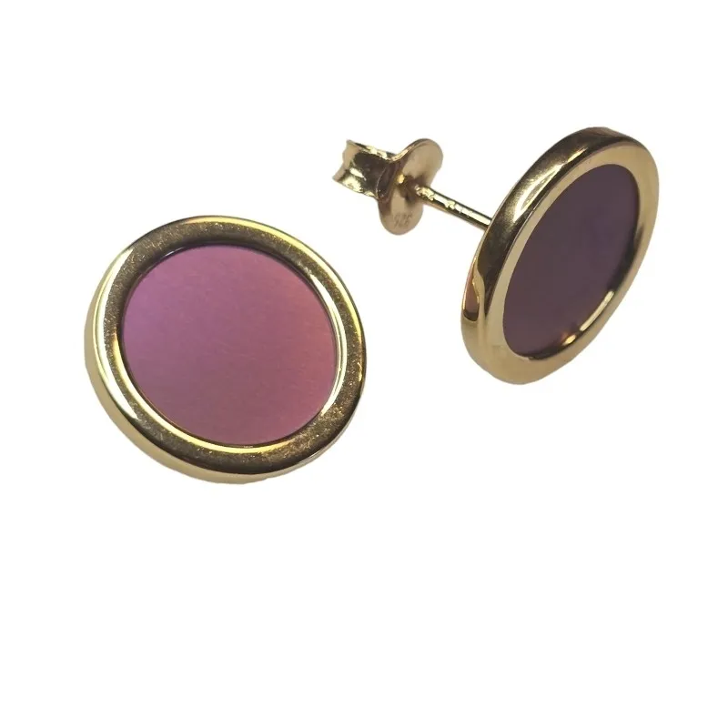 Kolczyki srebrne pozłacane z  różowym tytanem