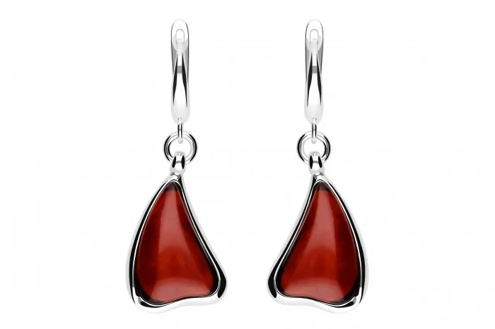 Kolczyki srebrne z wiśniowym bursztynem