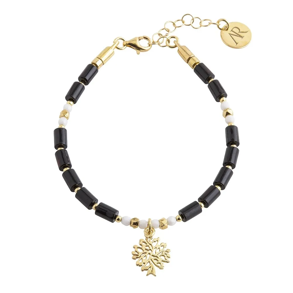 Bransoletka srebrna pozłacana  z wiśniowym bursztynem i białym opalem